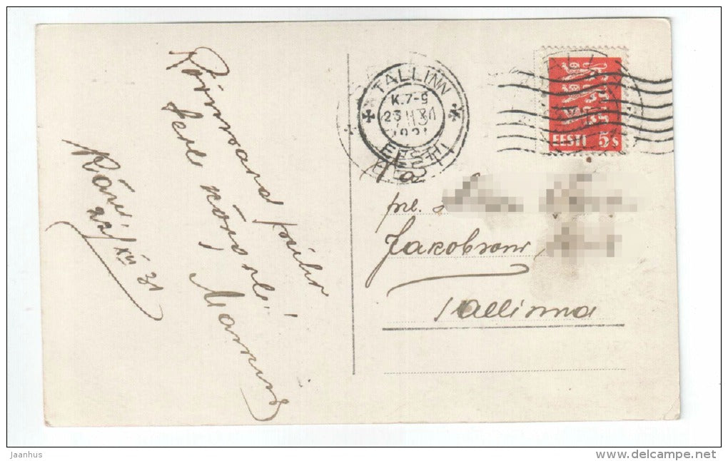 Christmas Greeting Card - deer - nature - winter - Amag 64392/2 - old postcard - circulated in Estonia 1931 - used - JH Postcards