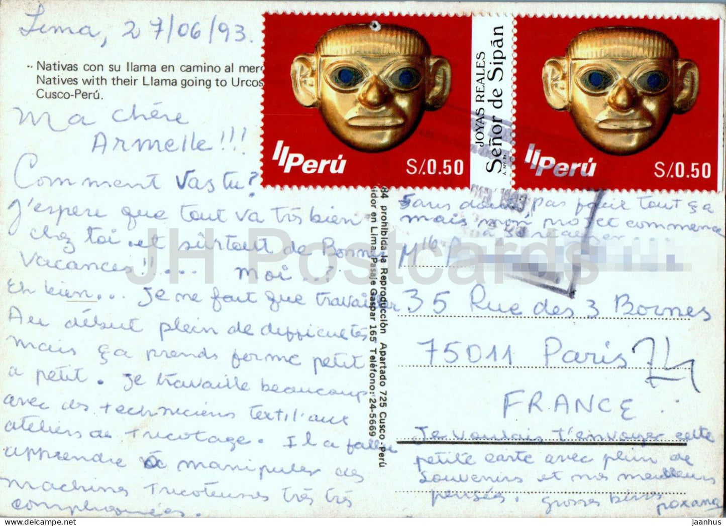 Natives with their Llama - Cusco Peru - animals - 1993 - Peru - used