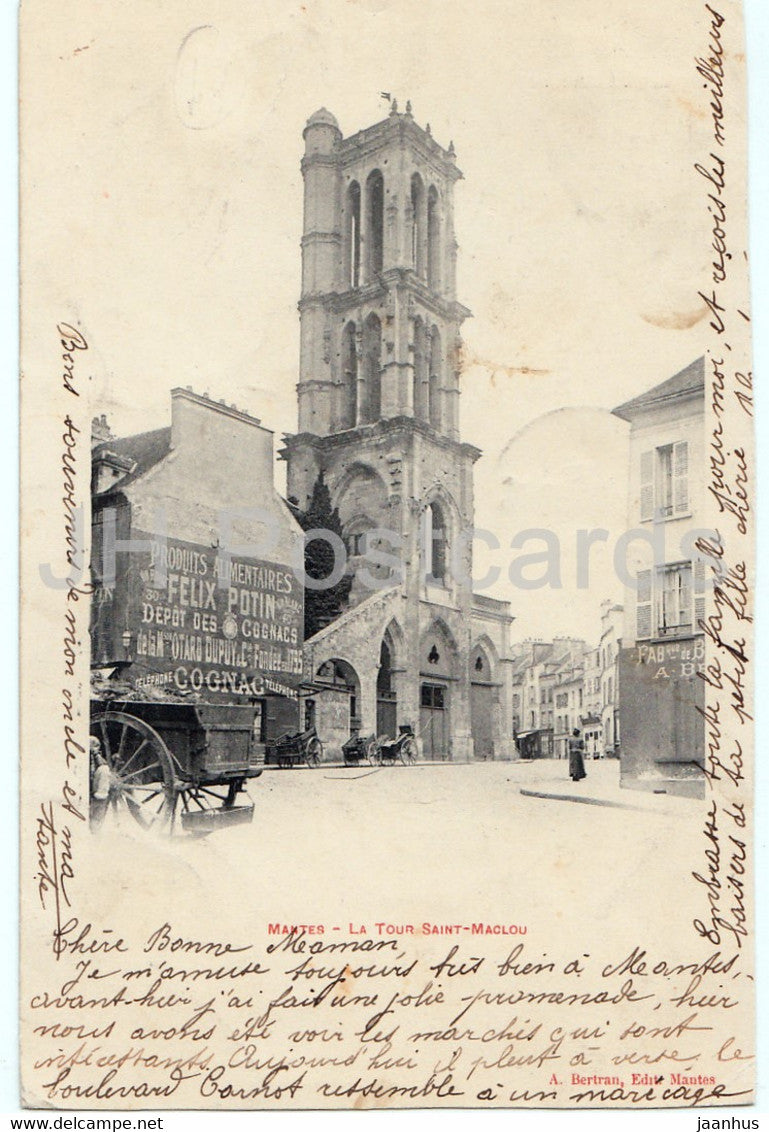 Mantes - La Tour Saint Maclou - old postcard - 1904 - France - used - JH Postcards