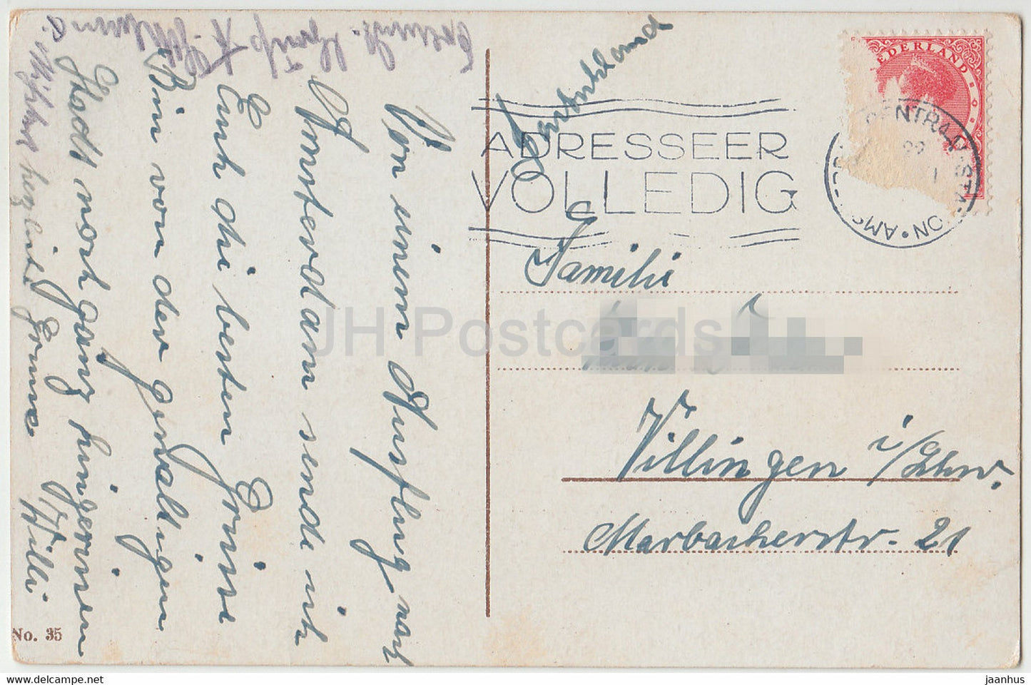 Amsterdam - Amstelbrug met St Willibrorduskerk - tram - 35 - old postcard - Netherlands - used