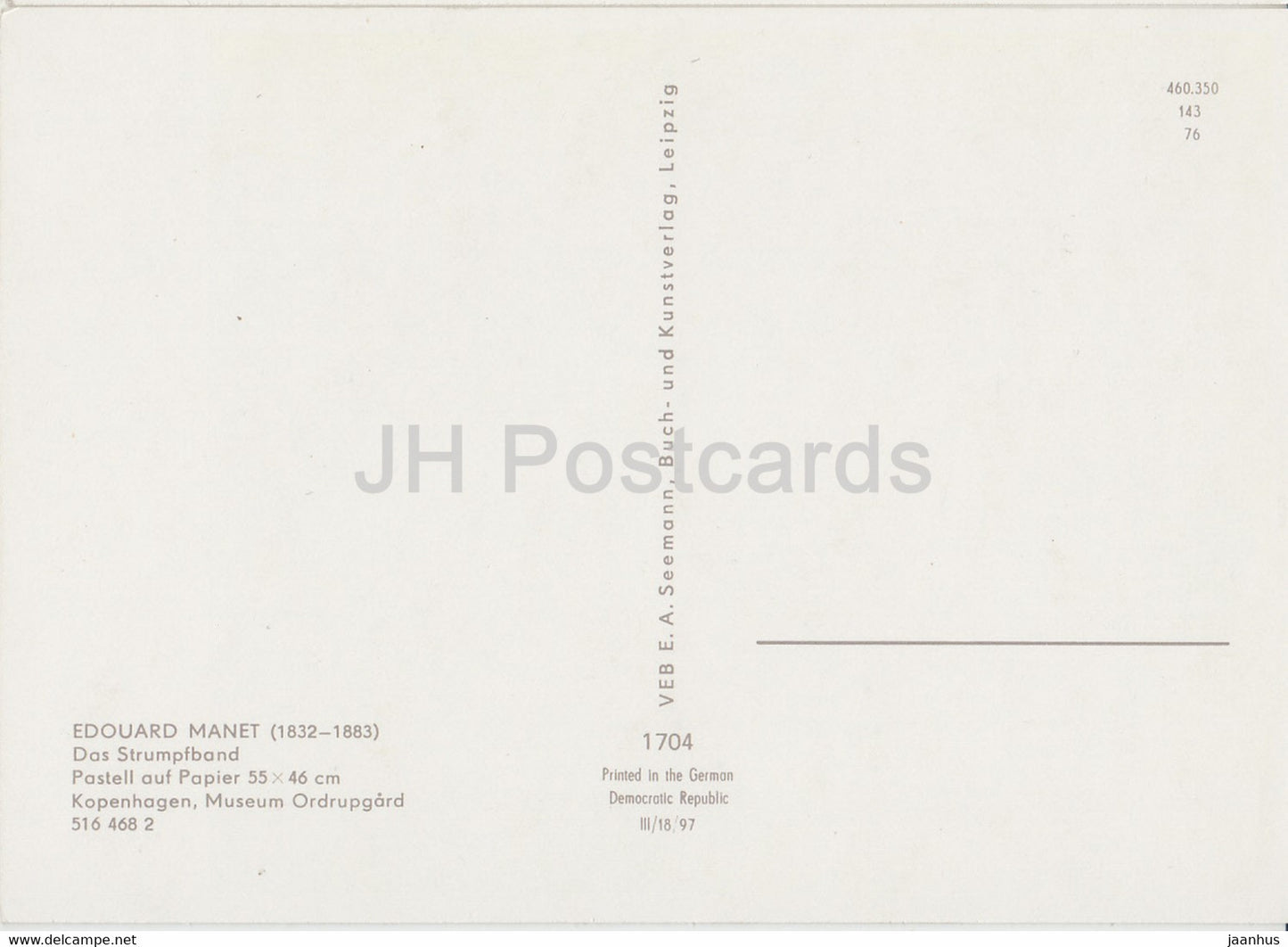 painting by Edouard Manet - Das Strumpfband - French art - Germany DDR - unused