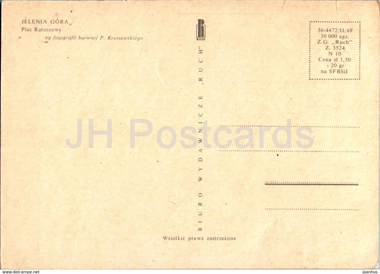 Jelenia Gora - Plac Ratuszowy - Town Hall Square - car - Poland - unused