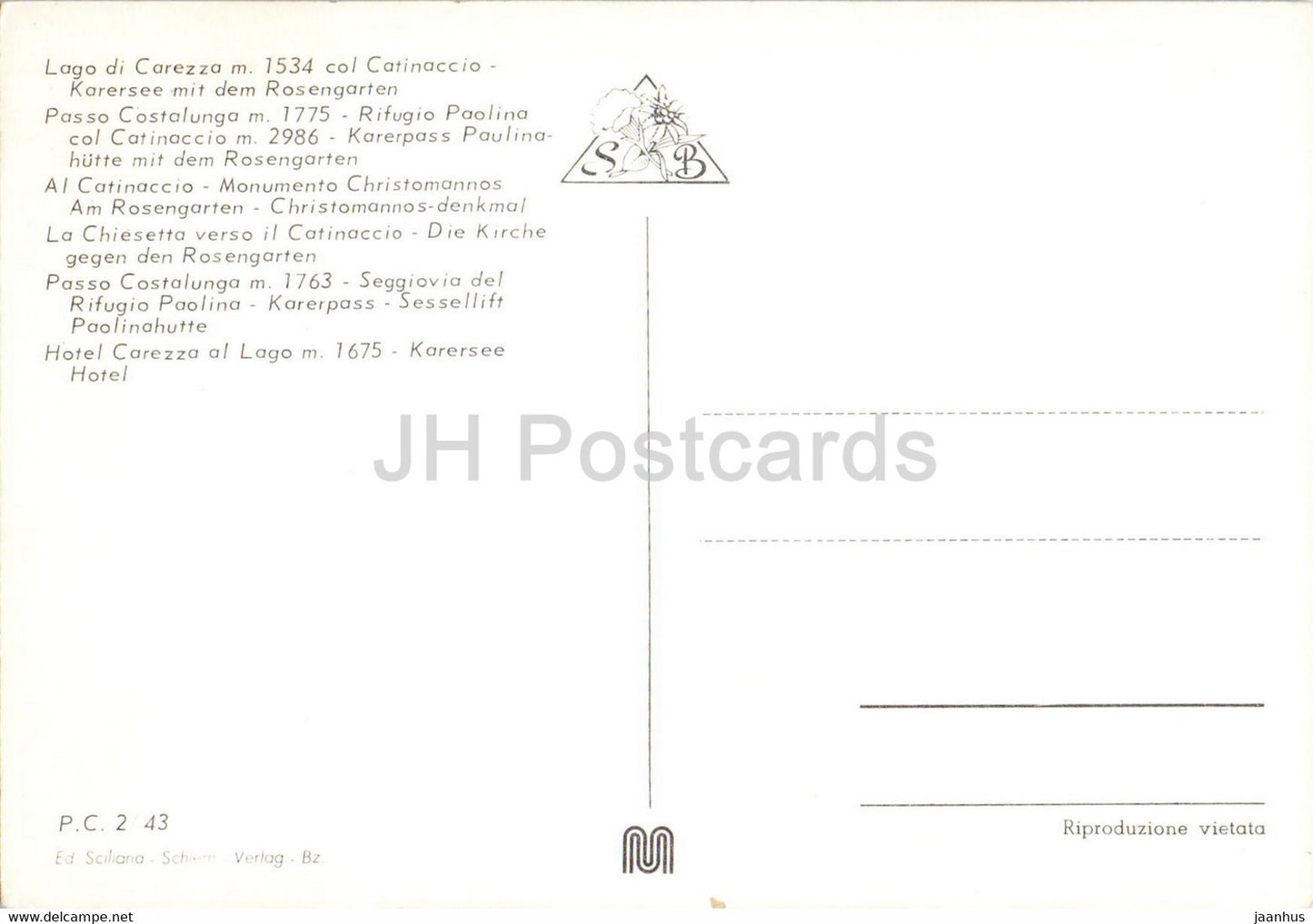 Dolomiti - Carezza - Dolomiten Rosengartengebiet - multiview - Italy - unused