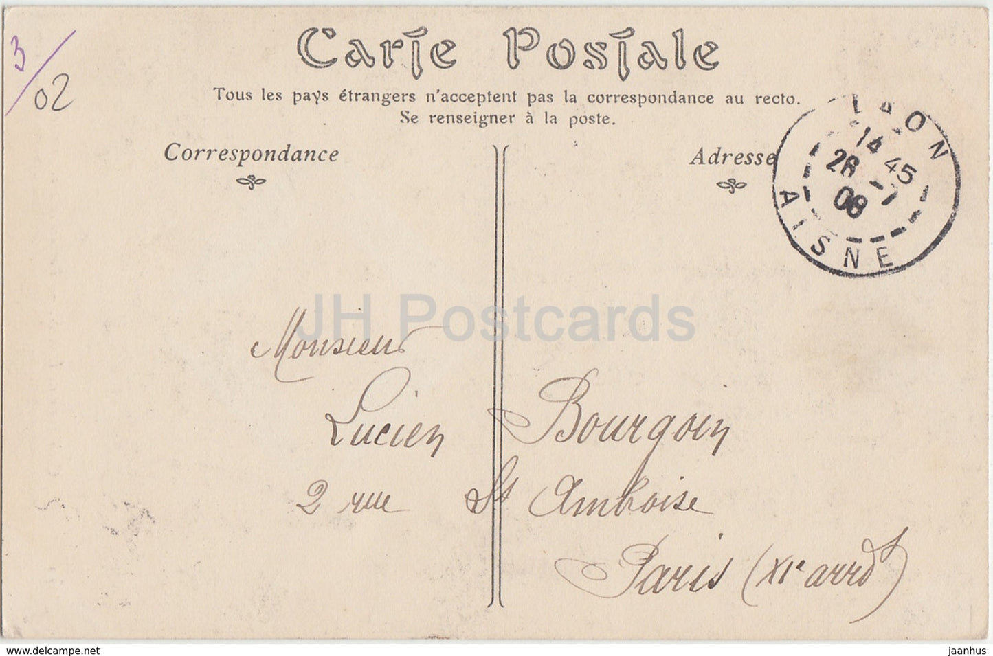 Cathedrale de Laon - Portail lateral gauche - cathedral - 19 - 1908 - old postcard - France - used