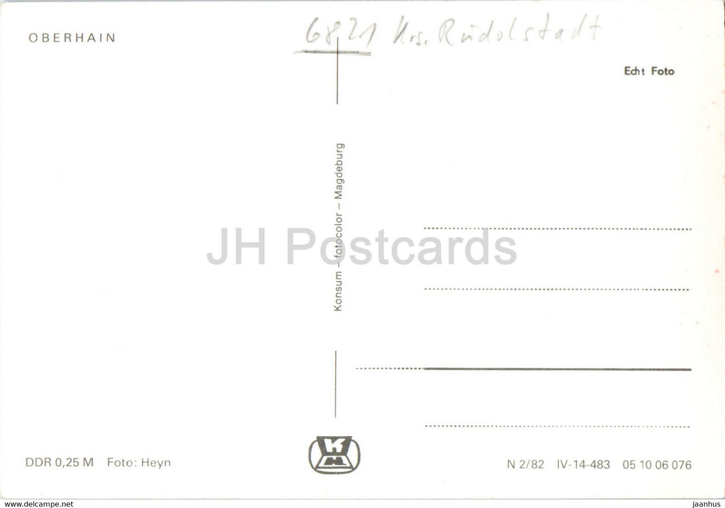 Oberhain - Rudolstadt - Germany DDR - unused