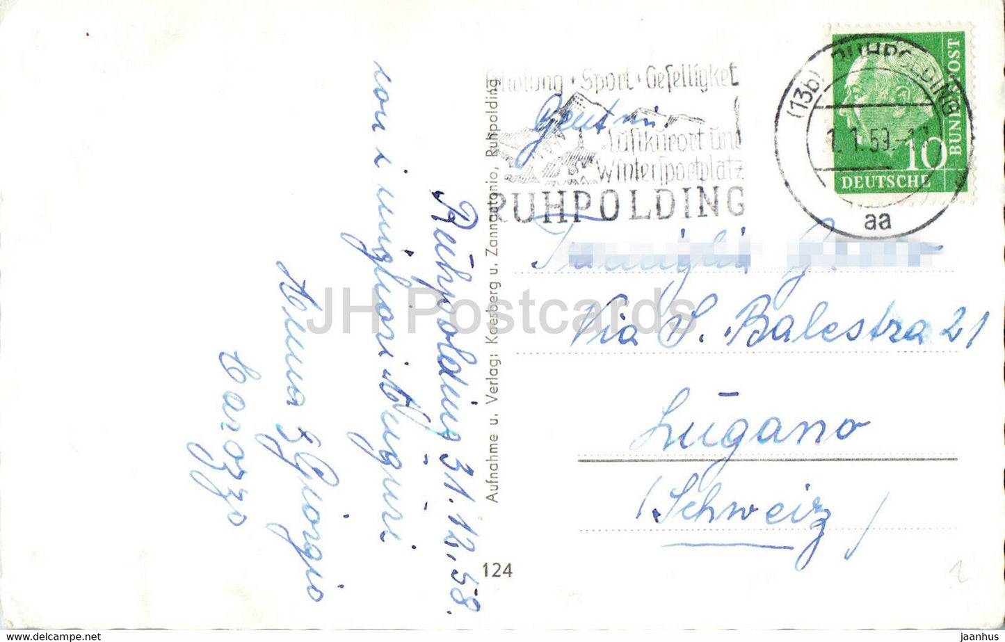 Ruhpolding mit Hochfelln 1672 m u Westernberg - old postcard - 1958 - Germany - used