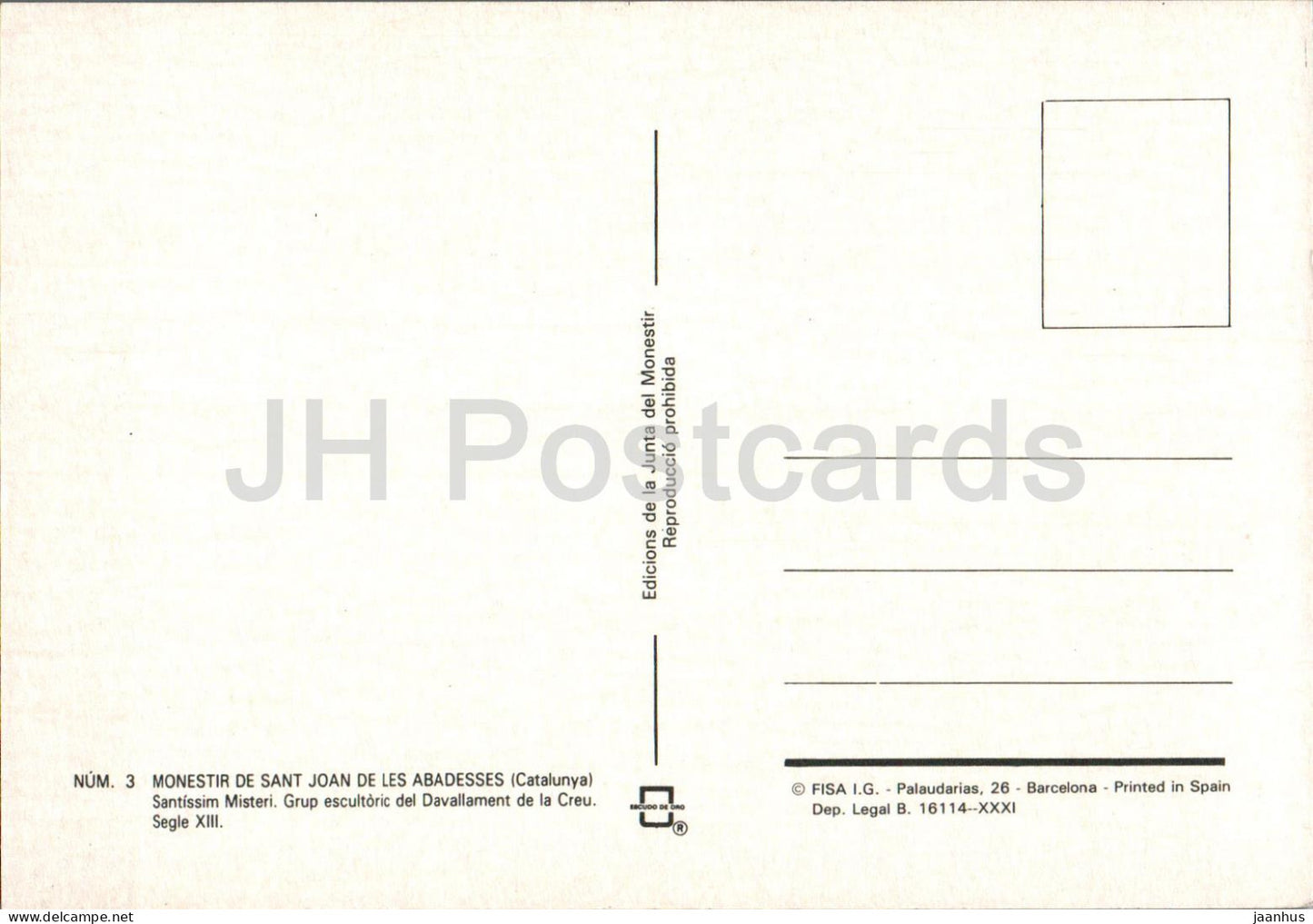 Monestir de Sant Joan de les Abadesses - Santissim Misteri - 3 - Espagne - inutilisé