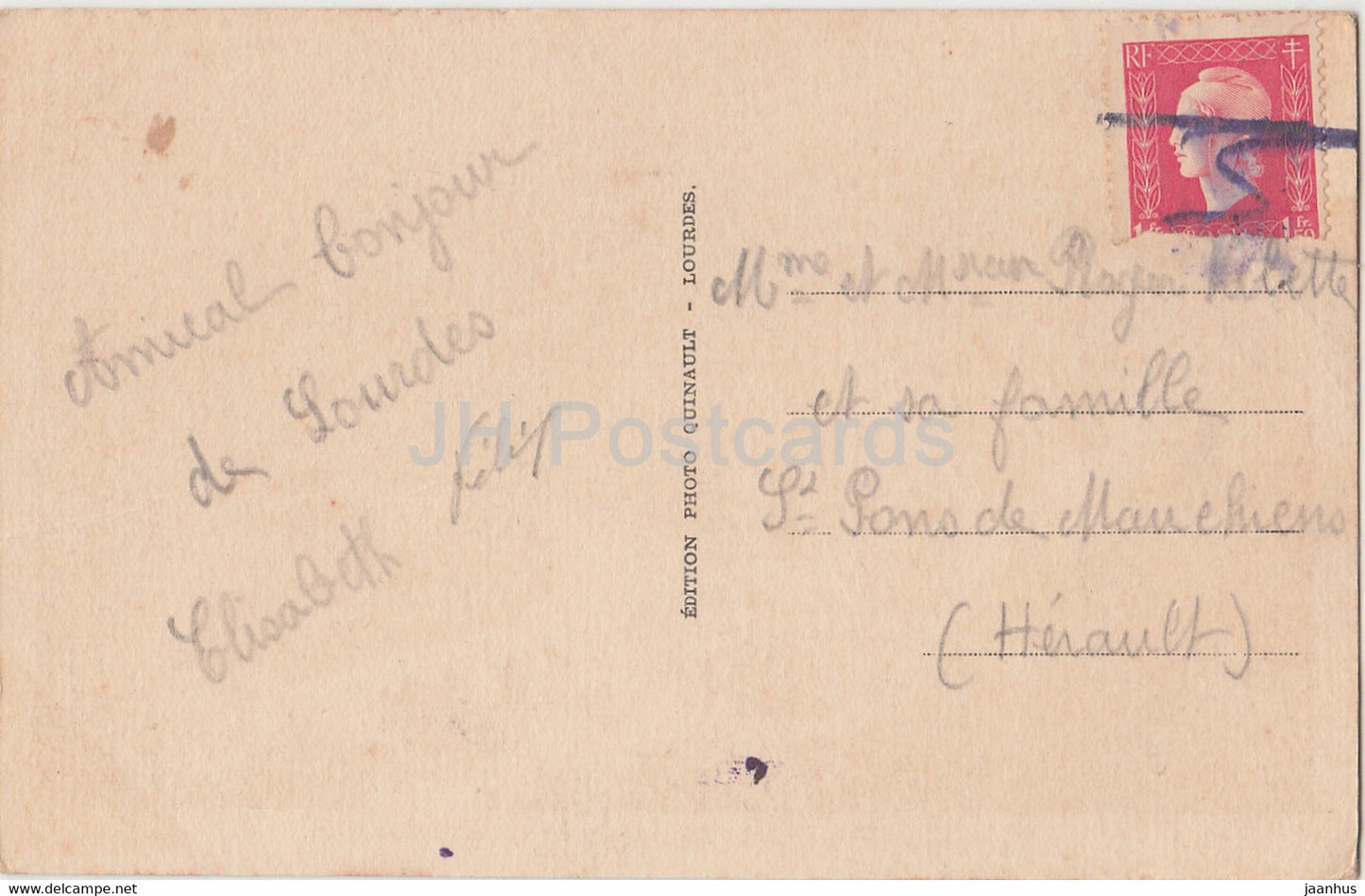 Lourdes - La Basilique - Vue du Chateau Fort - 33 - old postcard - France - used