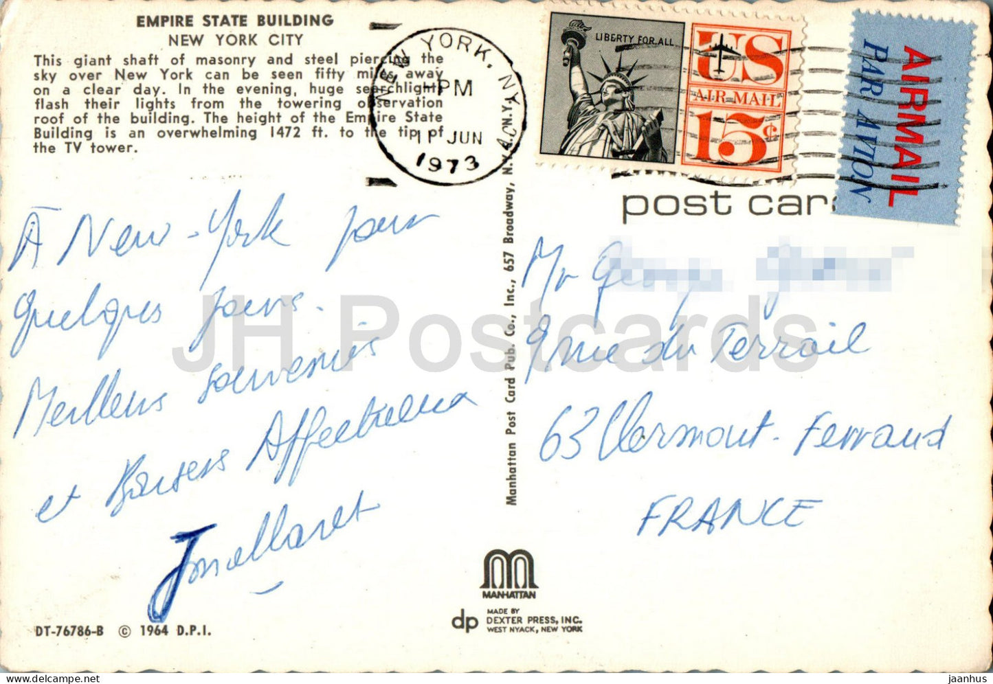 New York - Empire State Building - 1973 - États-Unis - occasion
