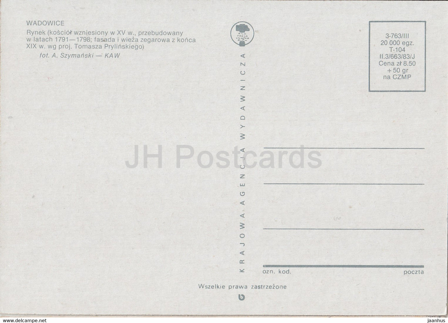 Wadowice – Marktplatz – Auto Polski Fiat – Polen – unbenutzt