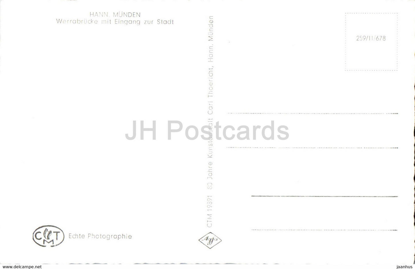 Hann Munden - Werrabbrücke mit Eingang zur Stadt - Brücke - alte Postkarte - Deutschland - unbenutzt