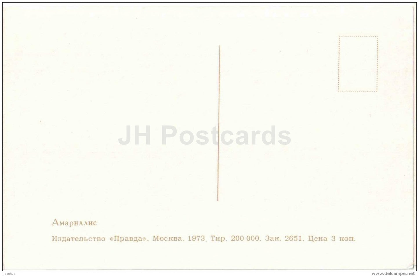 Amaryllis - flowers - 1973 - Russia USSR - unused - JH Postcards