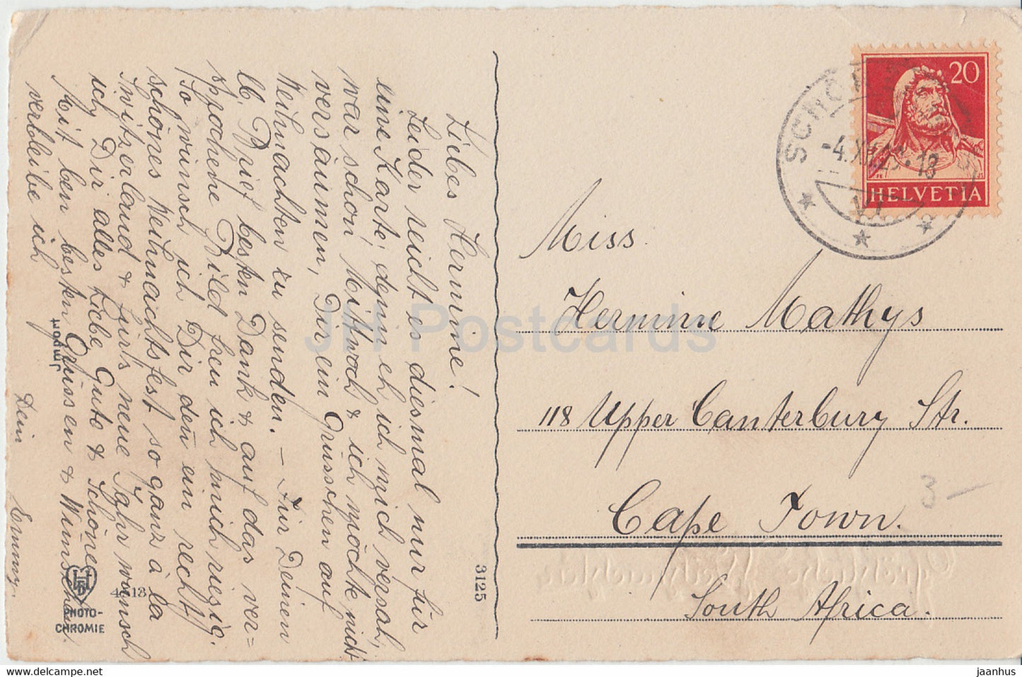 Carte de vœux de Noël - Frohliche Weihnachten - vue d'hiver HB Photochromie 4513 carte postale ancienne - 1929 - Allemagne - utilisé