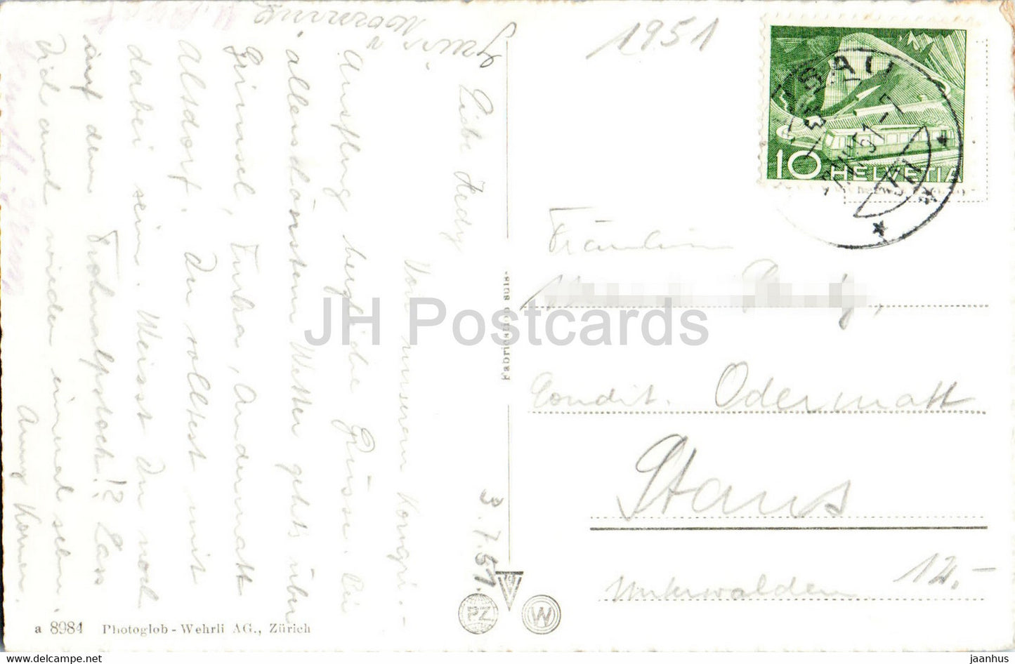 Andermatt - 8984 - 1951 - old postcard - Switzerland - used