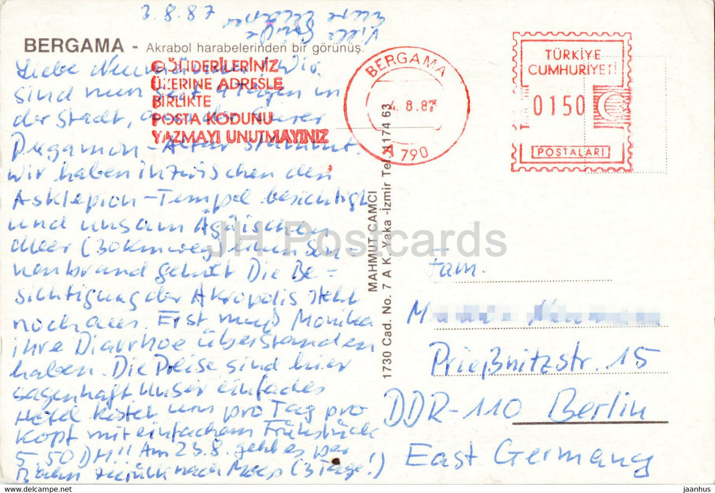 Bergama – Ruinen der Akropolis – Antike – 1987 – Türkei – gebraucht