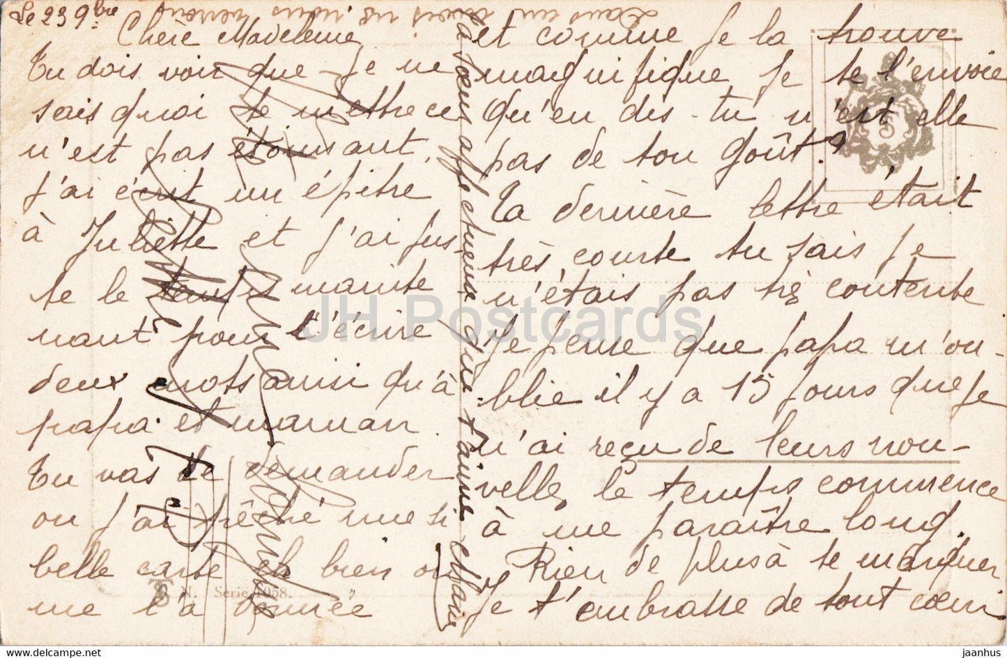 deer - illustration - old postcard - used