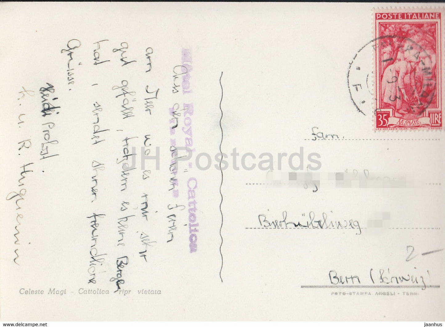 Cattolica - Crepuscolo - Twilight - hotel Royal seal - 95 - old postcard - 1953 - Italy - used