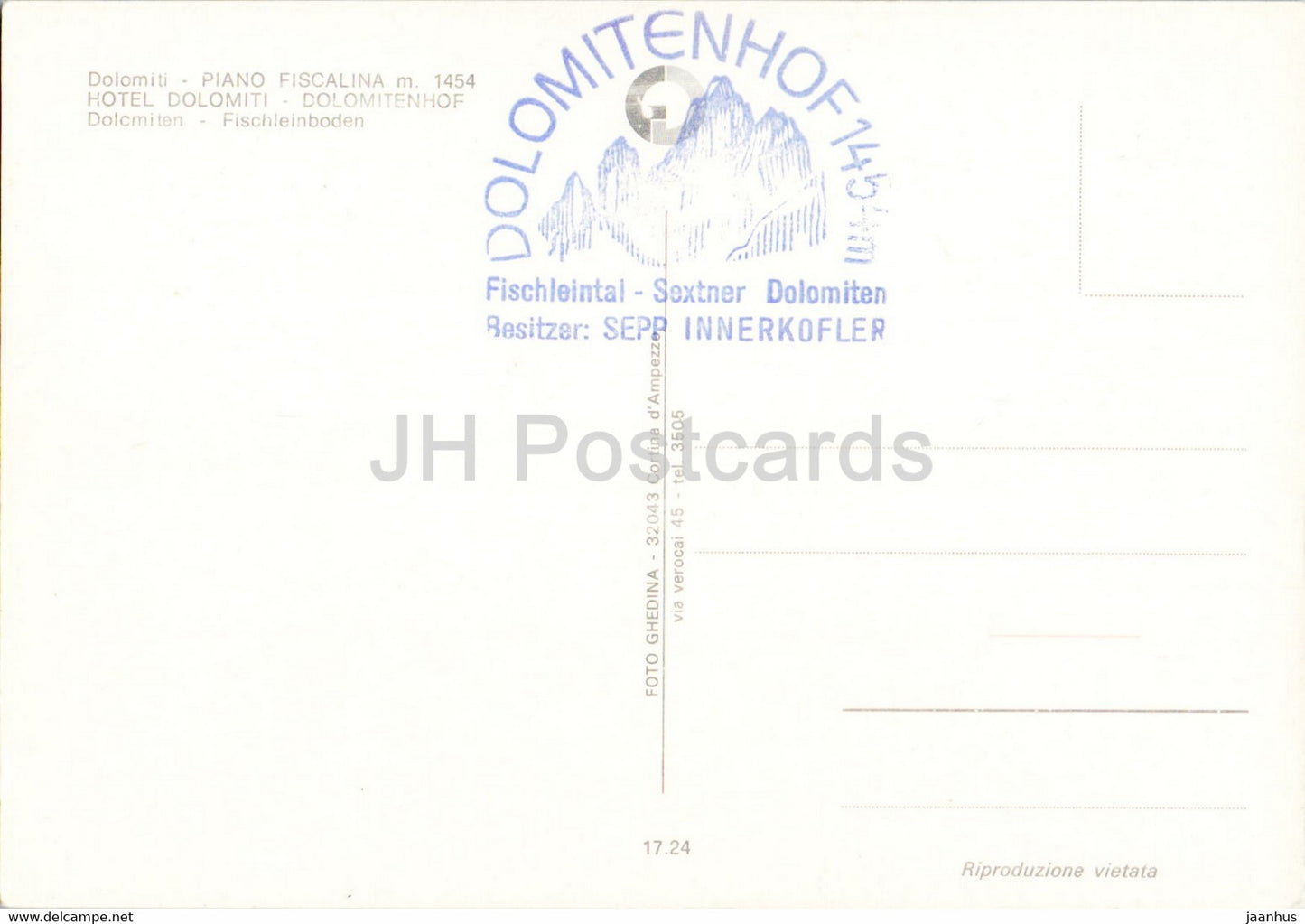 Dolomiti - Piano Fiscalina 1454 m - Hôtel Dolomiti - Dolomitenhof - Italie - inutilisé