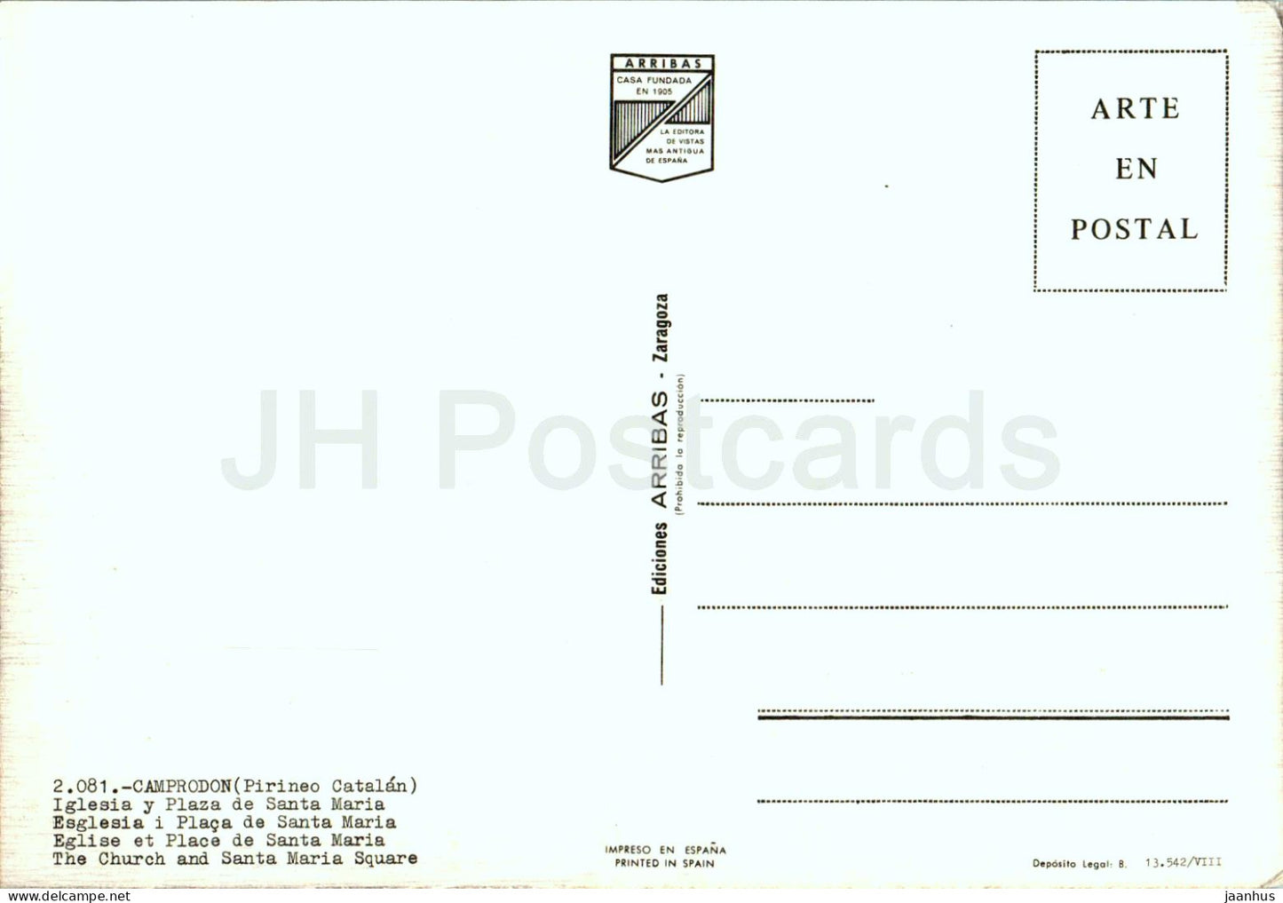 Camprodon - Iglesia y Plaza de Santa Maria - L'église et la place Santa Maria - 2081 - Espagne - inutilisé