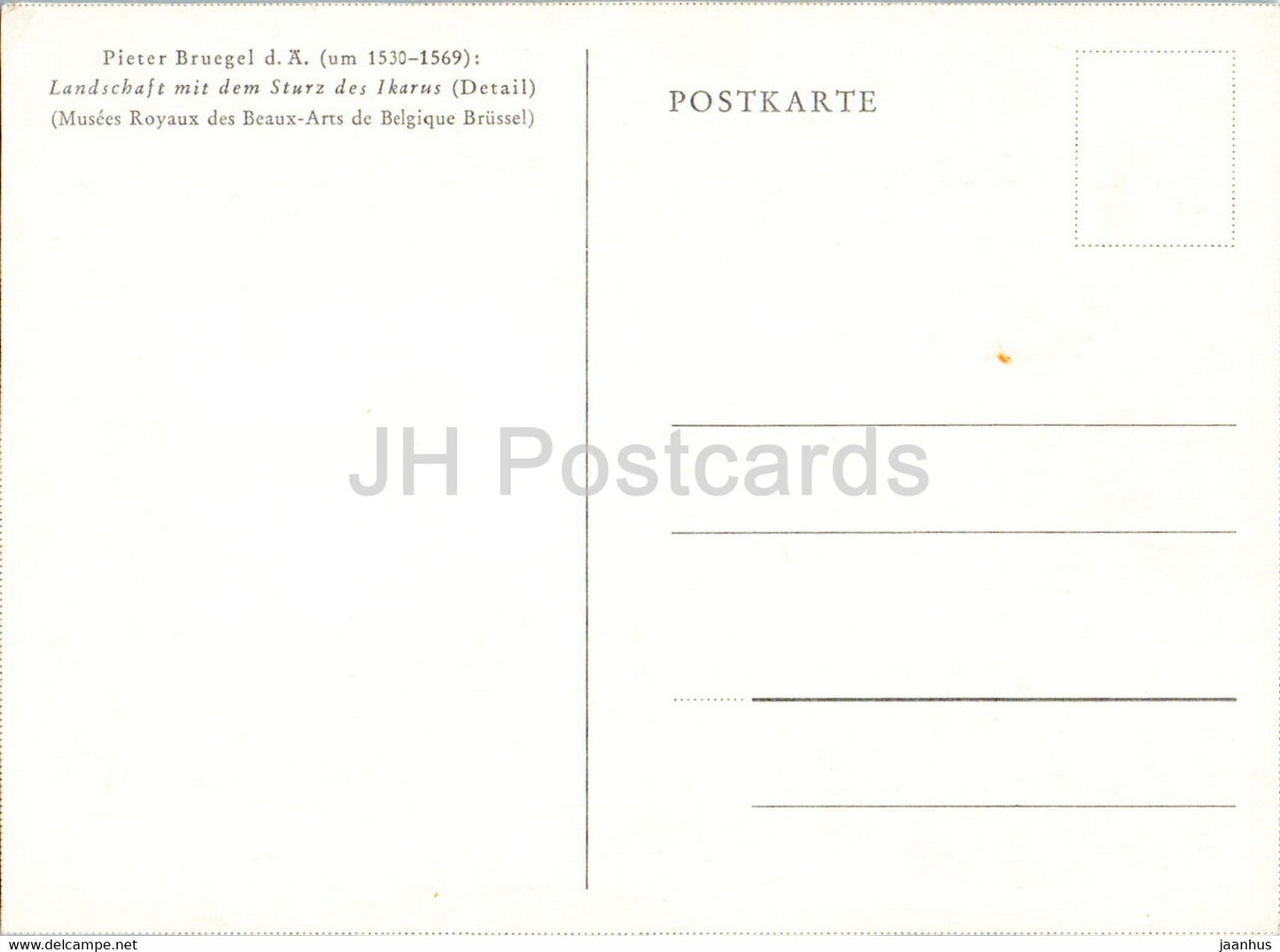painting by Pieter Bruegel the Elder - Landschaft mit dem Sturz des Ikarus - Dutch art - Germany - unused