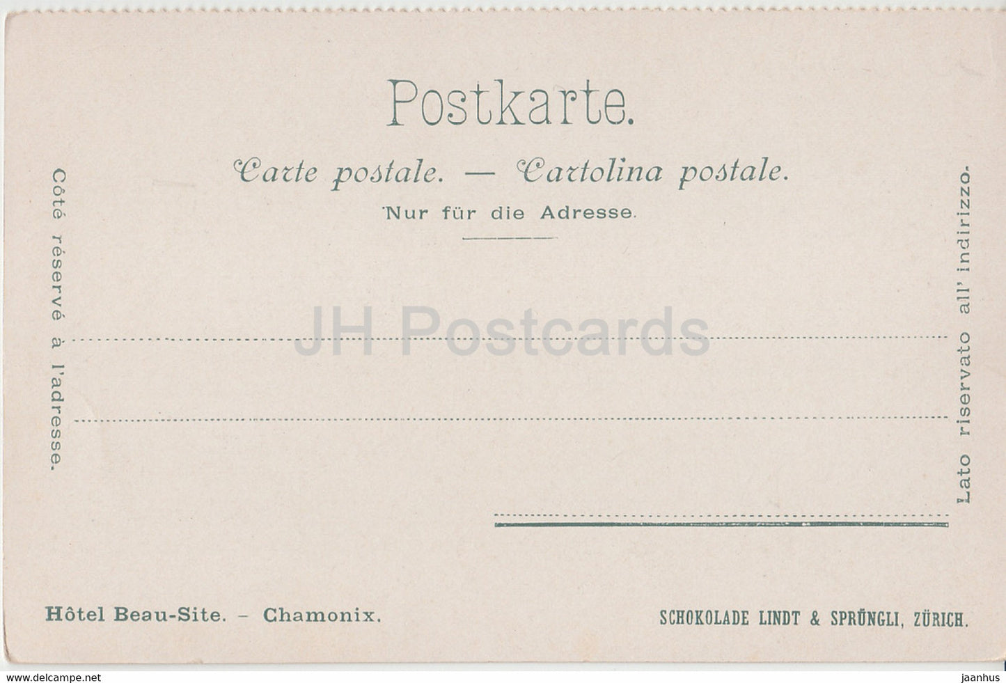 Le Montavert et le Dru - Schokolade Lindt & Sprungli - Hotel Beau Site - alte Postkarte - Frankreich - unbenutzt