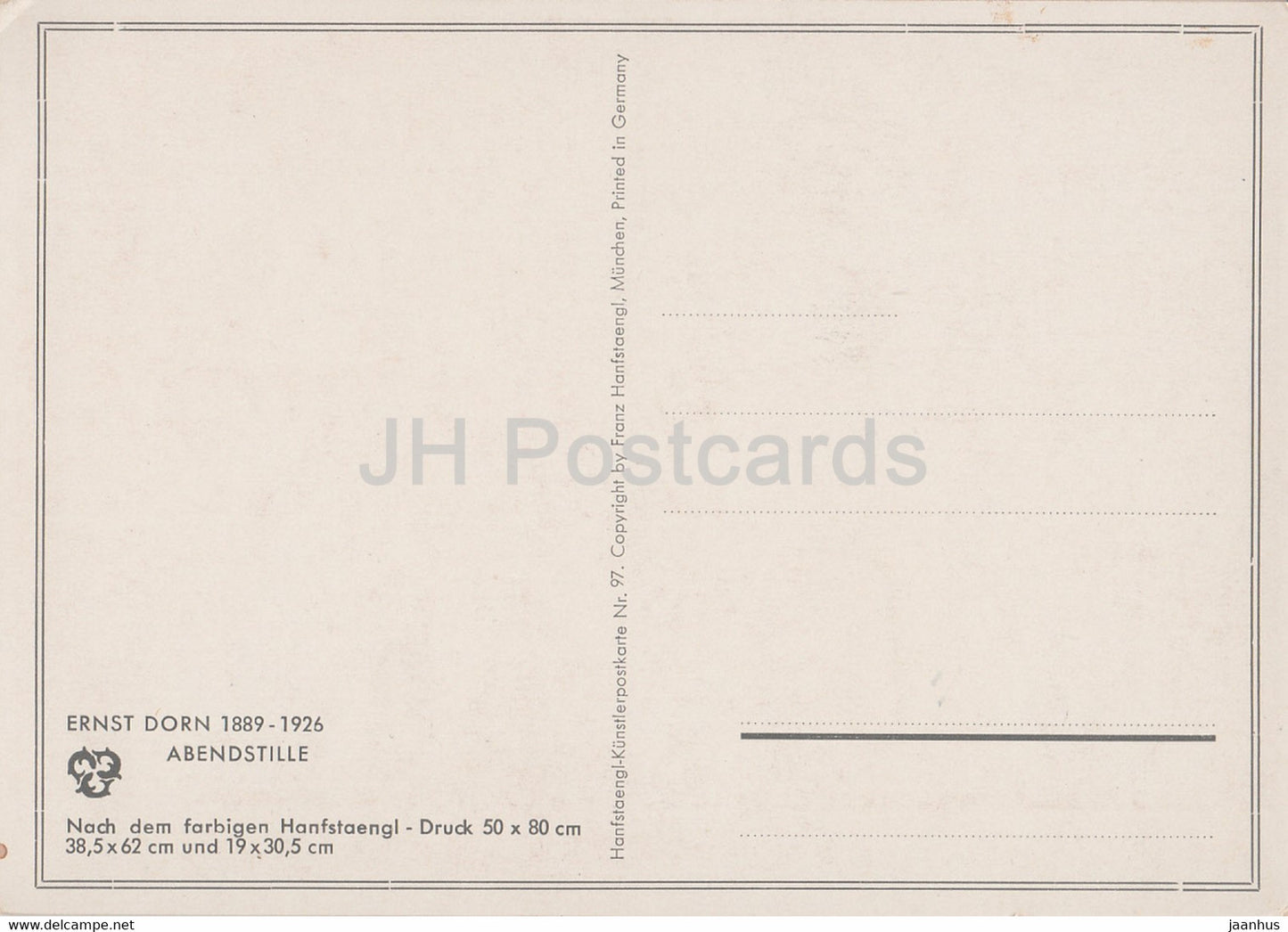 peinture d'Ernst Dorn - Abendstille - 97 - Art allemand - Allemagne - inutilisé