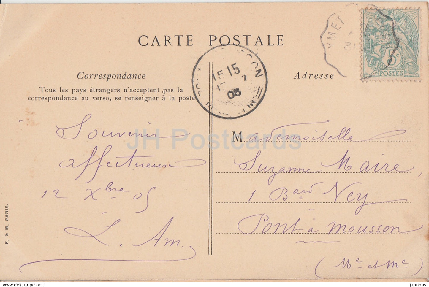 Bordeaux - Maison Descas - 52 - old postcard - 1905 - France - used