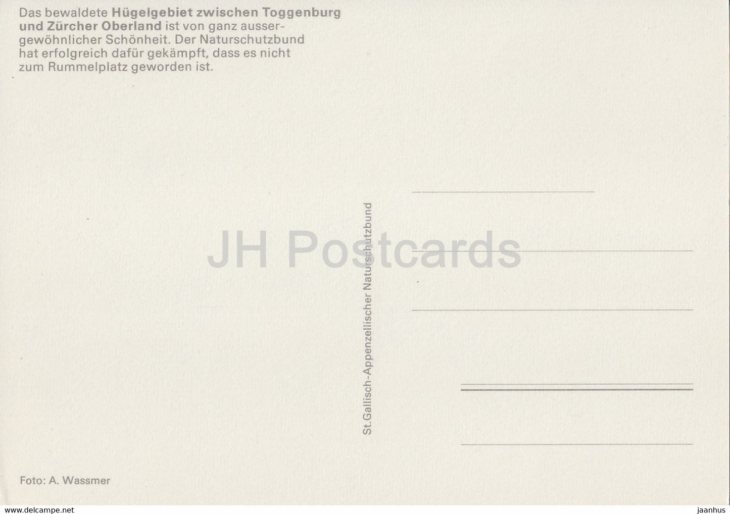 Das bewaldete Hugelgebiet zwischen Toggenburg und Zurcher Oberland - Switzerland - unused