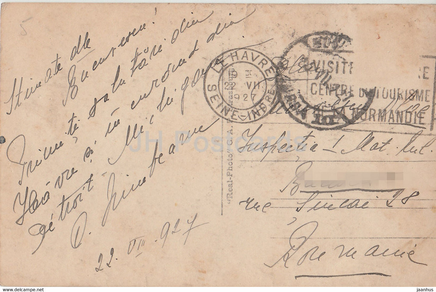 Le Havre - Le Casino Marie Christine et la Plage - 10 - Strand - alte Postkarte - 1927 - Frankreich - gebraucht