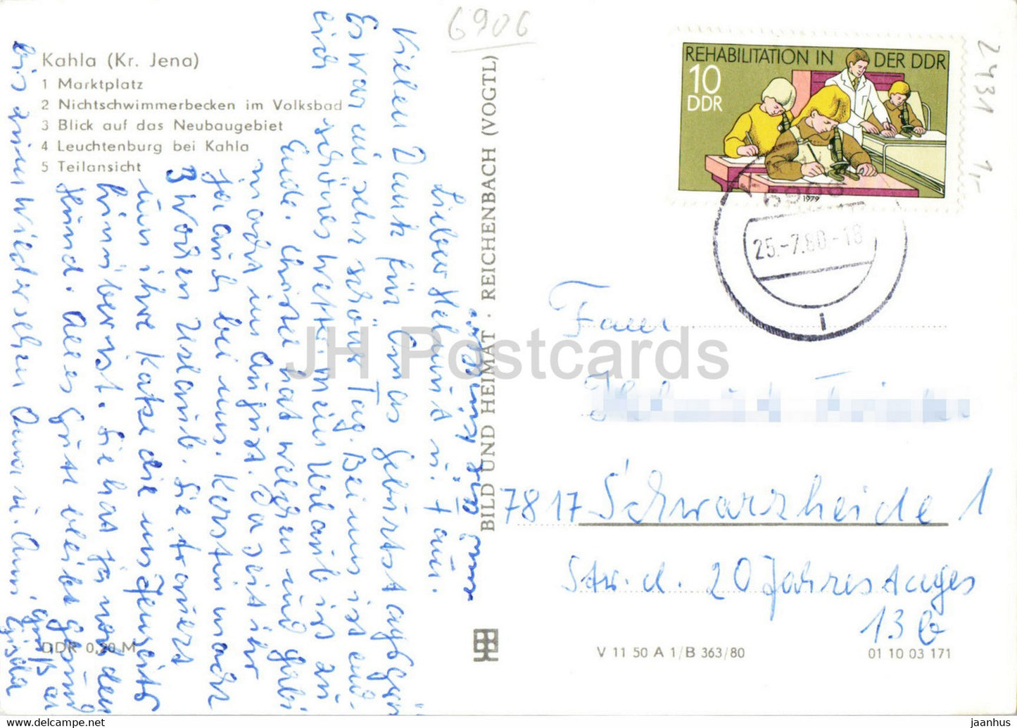 Kahla - Kr Jena - Marktplatz - Leuchtenburg - pool - 1980 - Germany DDR - used
