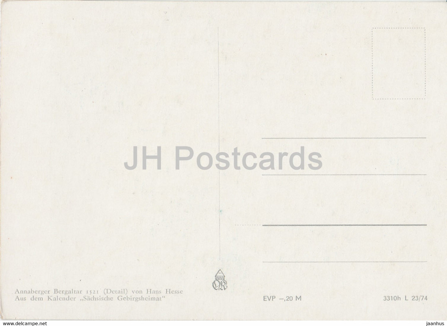 painting by Hans Hesse - Annaberger Bergaltar - Sachsische Gebirgsheimat - German art - Germany - unused