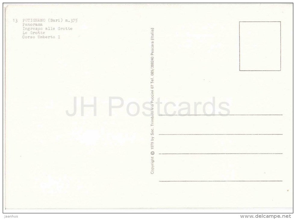 panorama , ingresso alle grotte , corso Umberto I - Putignano - Bari - Puglia - 13 - Italia - Italy - unused - JH Postcards