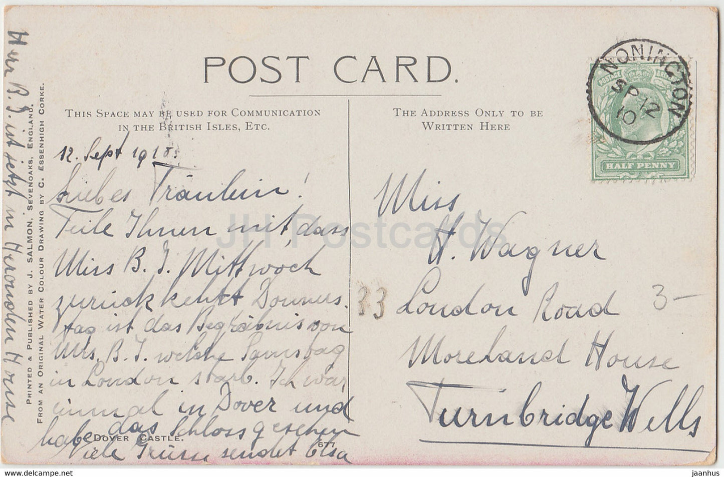 Castle - illustration by C. Essenhigh Corke - old postcard - 1910 - England - United Kingdom - used