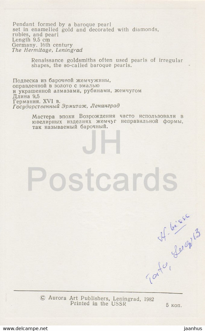 Juwelen - Anhänger - Deutschland 16. Jahrhundert - Eremitage - Leningrad - Russland - UdSSR - 1982 - gebraucht