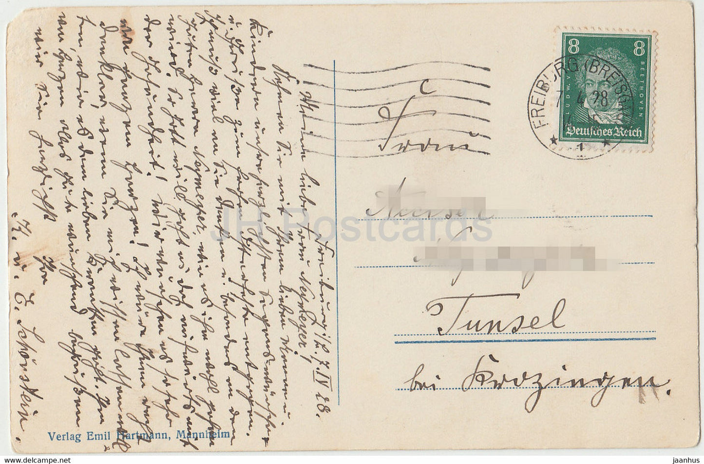 Freiburg i Br - Das Münster vom Schlossberg - Dom - alte Postkarte - 1928 - Deutschland - gebraucht