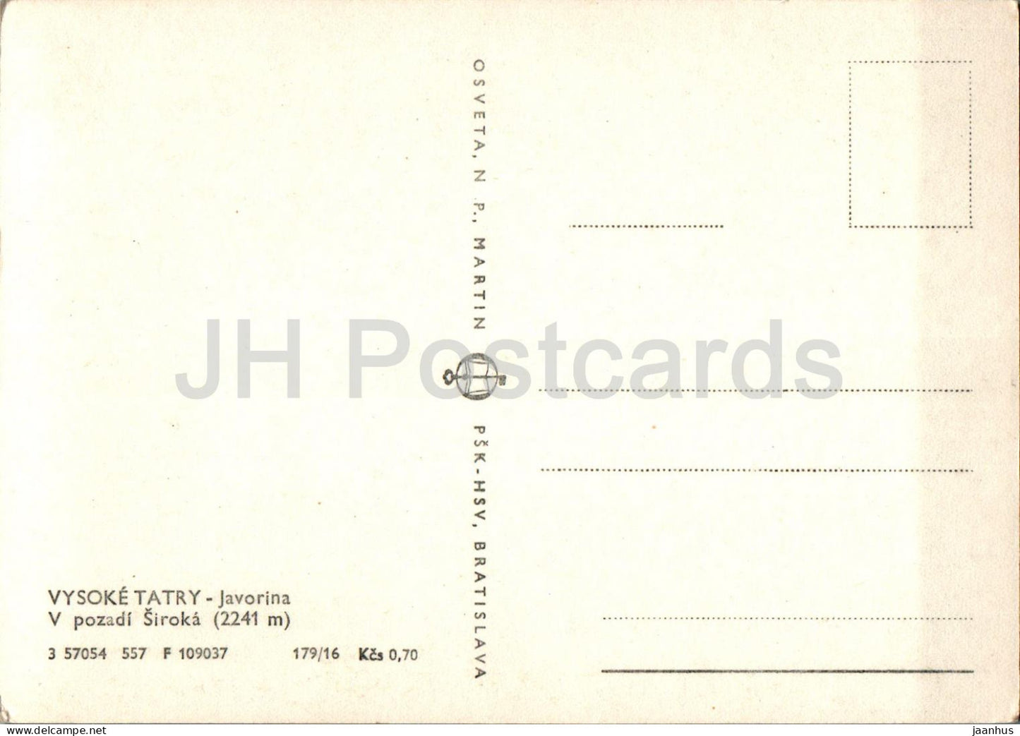 Vysoke Tatry - Javorina - V pozadi Siroka 2241 m - High Tatras - Slovakia - Czechoslovakia - unused