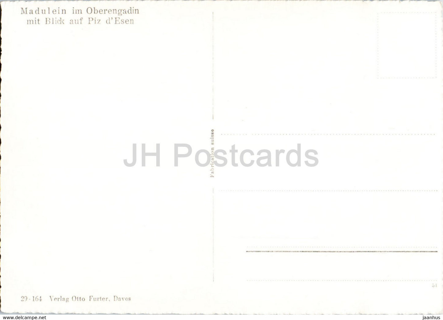 Madulein im Oberengadin mit Blick auf Piz d' Esen - carte postale ancienne - Suisse - inutilisée