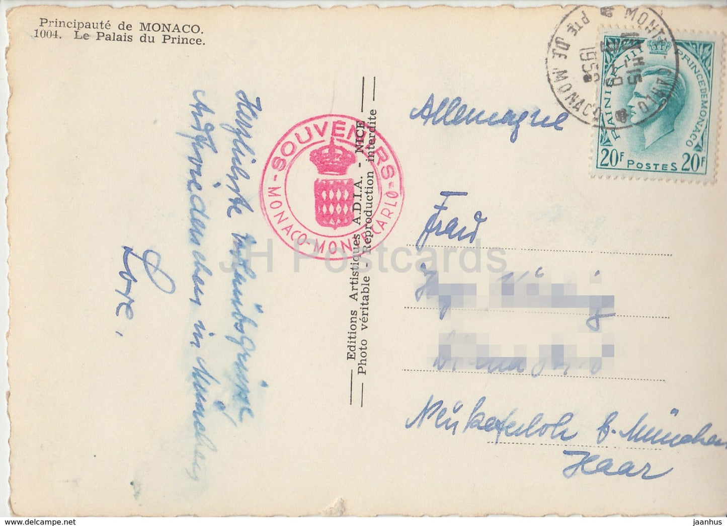 Monaco - Le Palais du Prince - palace - 1004 - 1958 - Monaco - used