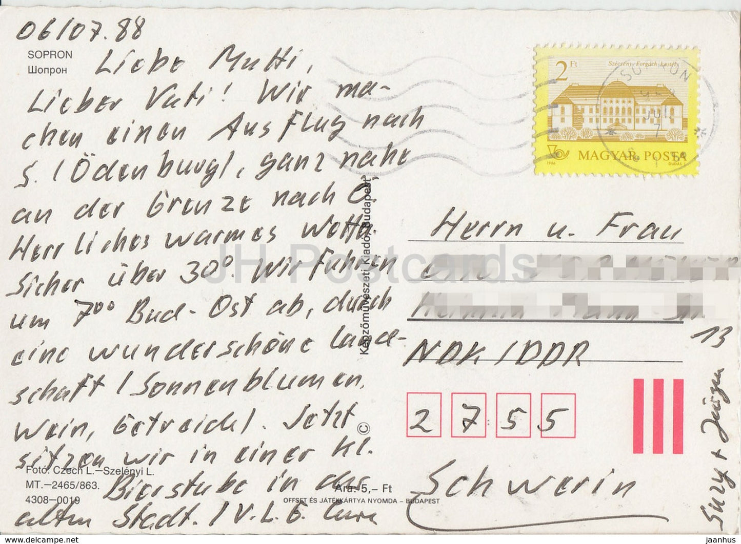 Sopron - place - église - rue - multiview - 1988 - Hongrie - occasion