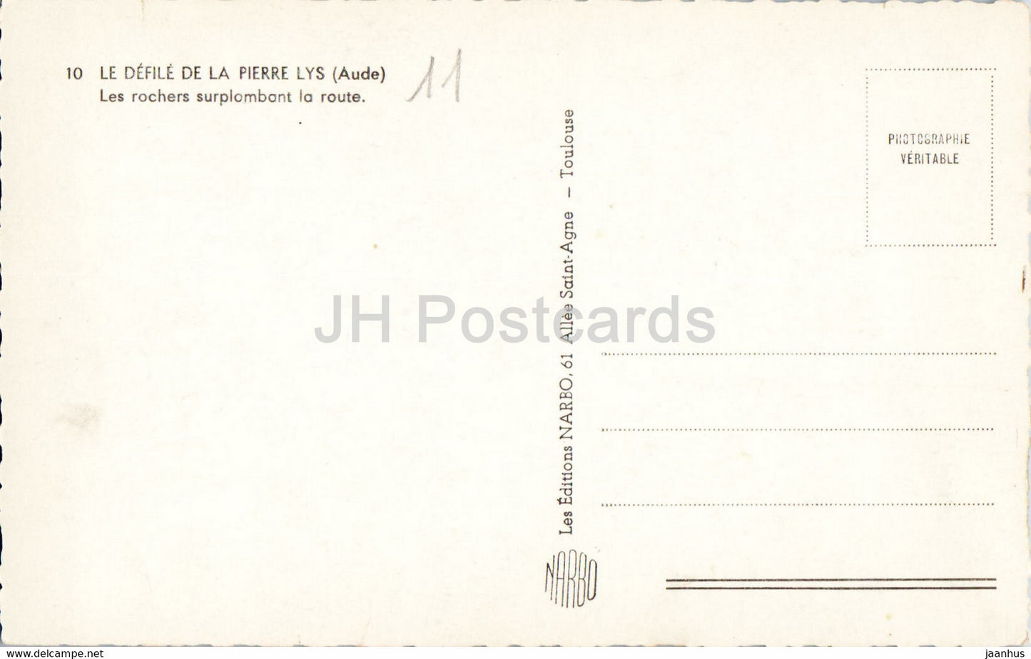 Le Defile de la Pierre - Les Rochers surplombant la route - 10 - alte Postkarte - Frankreich - unbenutzt