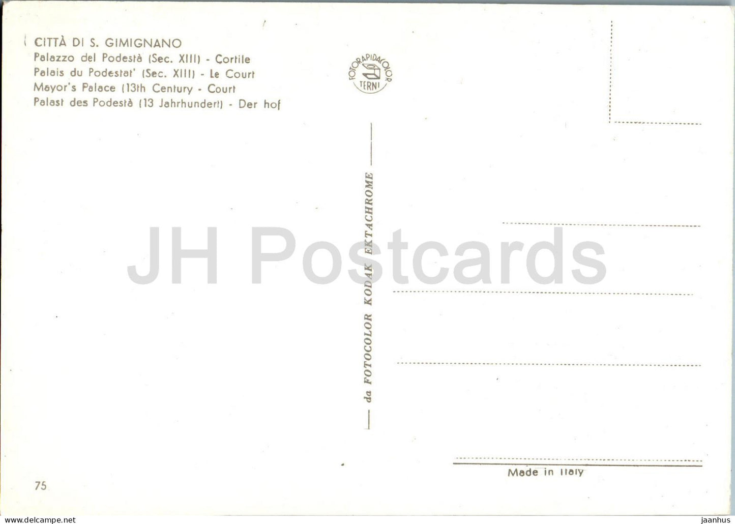 Citta si San Gimignano - Palazzo del Podesta - Mayor's Palace - 75 - Italy - unused