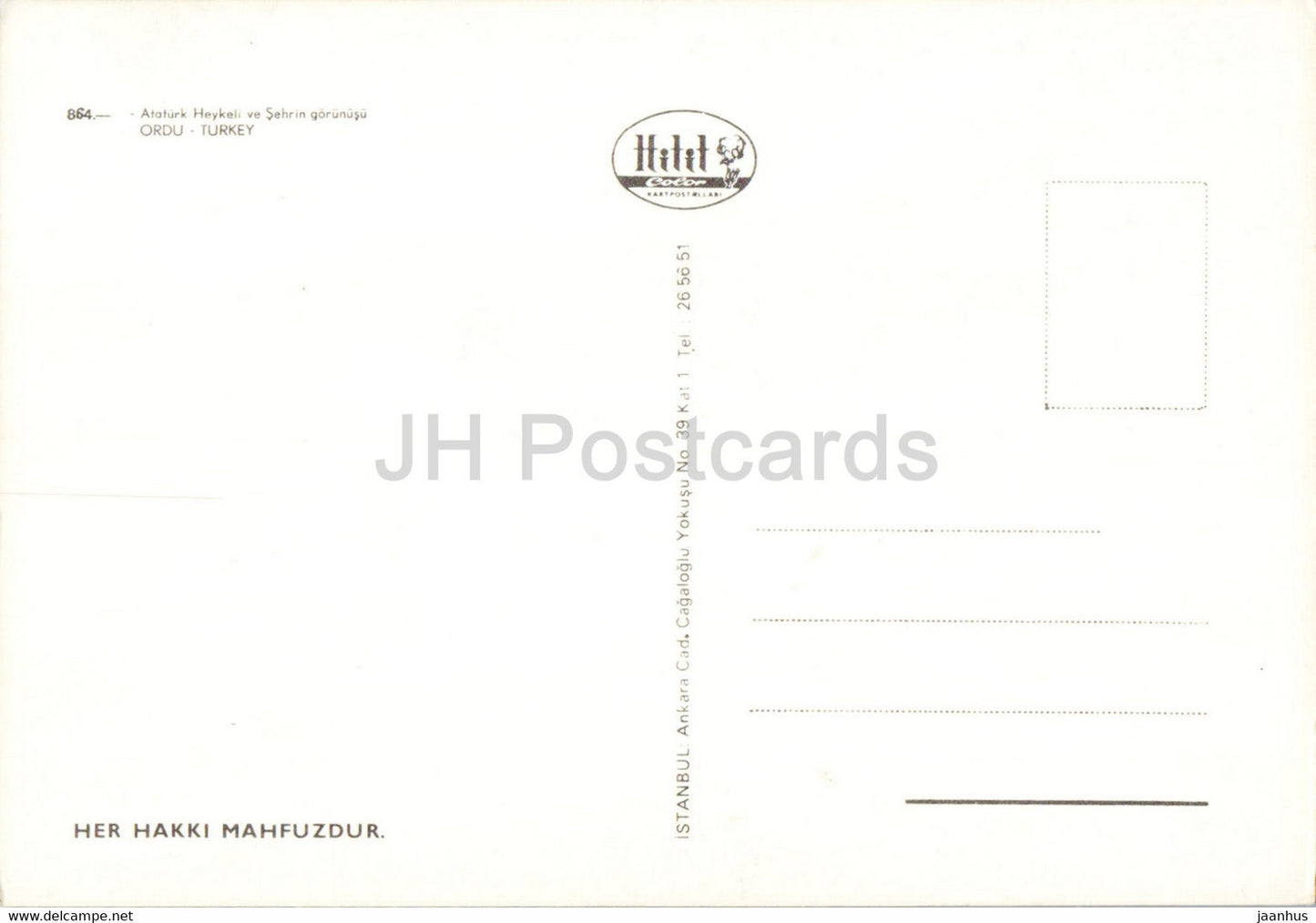 Ordu - Ataturk statue and view of the city - monument - Hitit - 864 - Turkey - unused