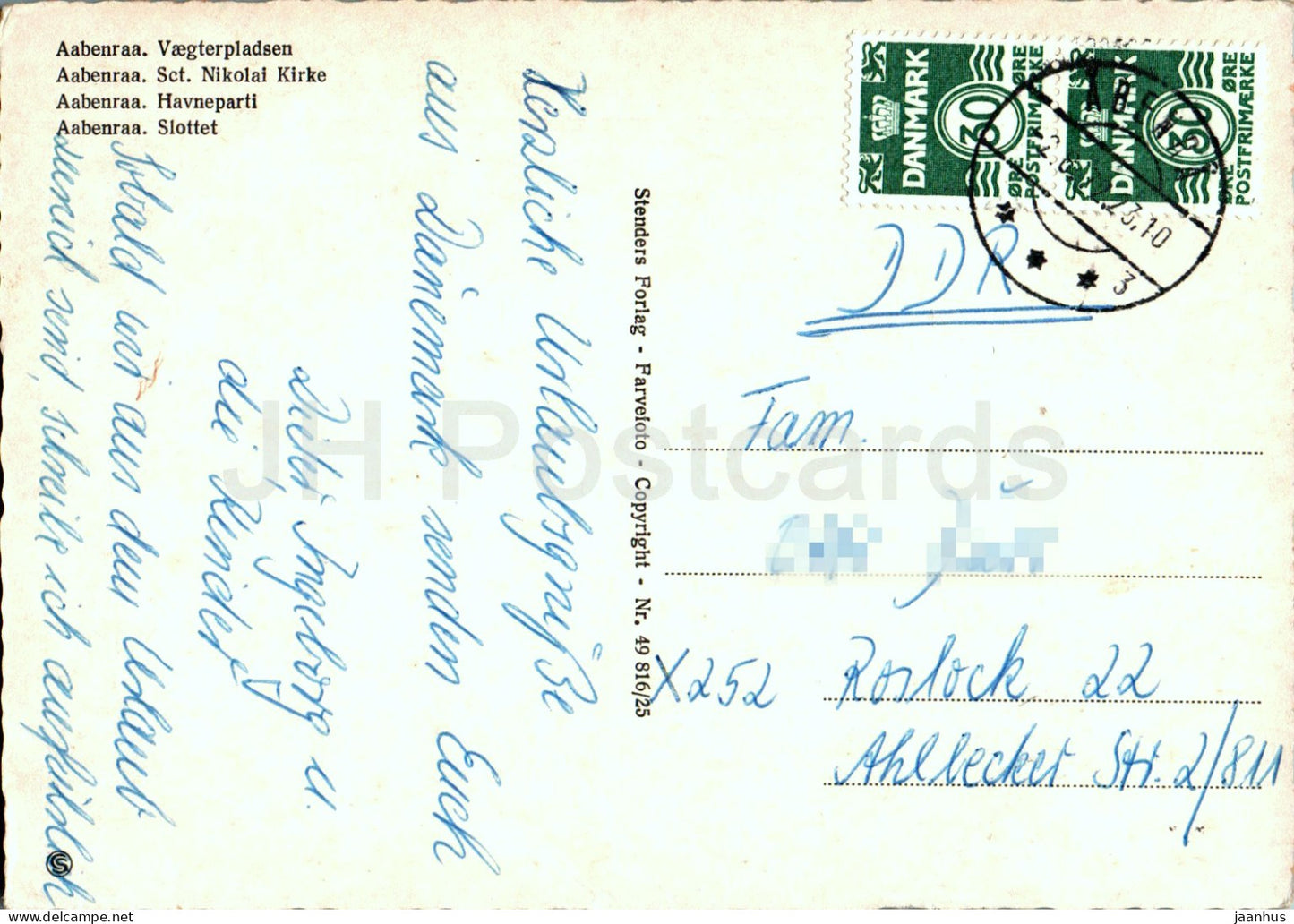 Aabernaa – Vaegterpladsen – Sct Nikolai Kirke – Havneparti – Slottet – Kirche – Multiview – 49 – 1972 – Dänemark – gebraucht