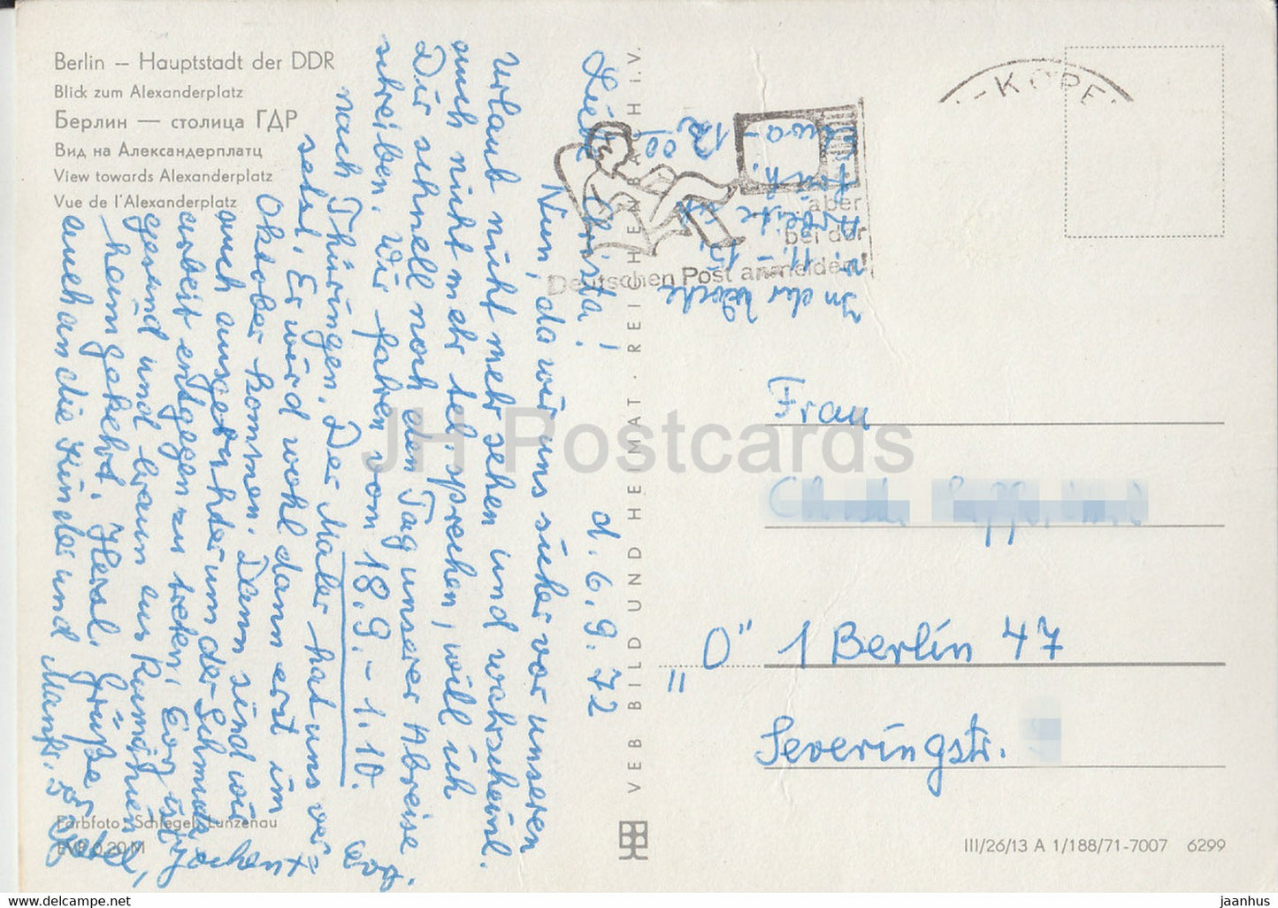 Berlin - Blick zum Alexanderplatz - 1972 - Allemagne DDR - occasion