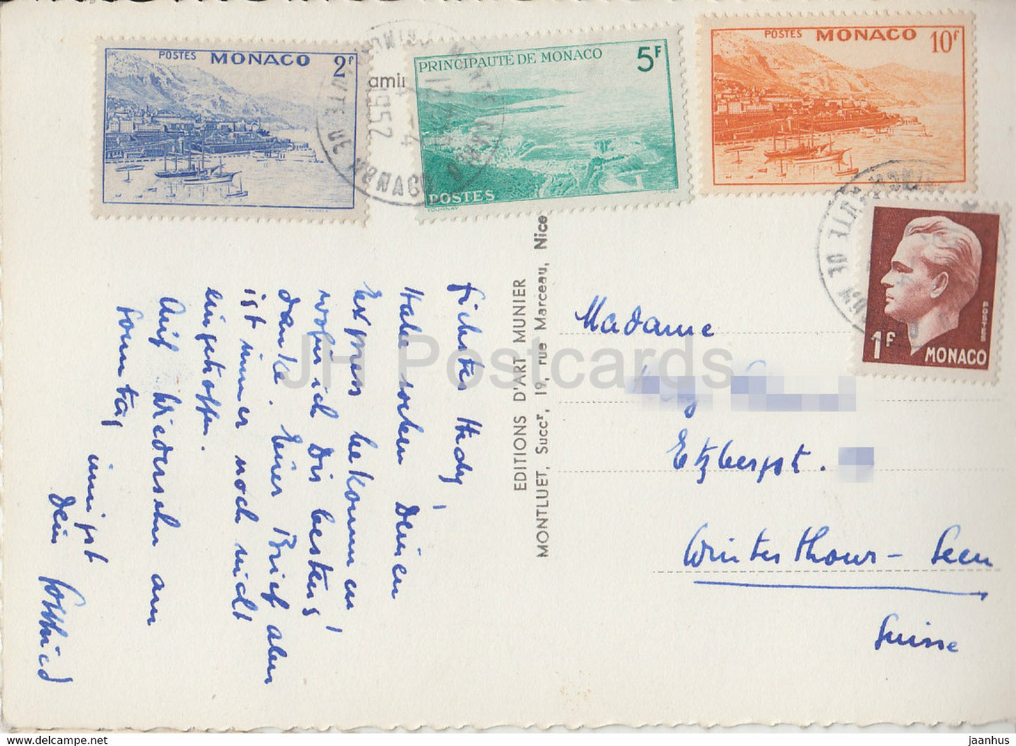 Monte Carlo - general view - old postcard - 1953 - Monaco - used