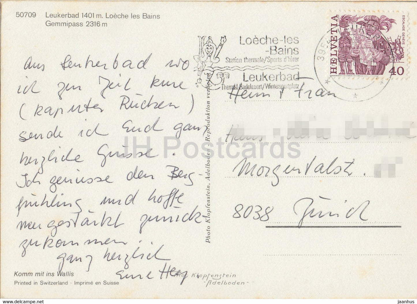 Leukerbad 1401 m - Loeche les Bains - Gemmipass 2316 m - 50709 - 1981 - Switzerland - used