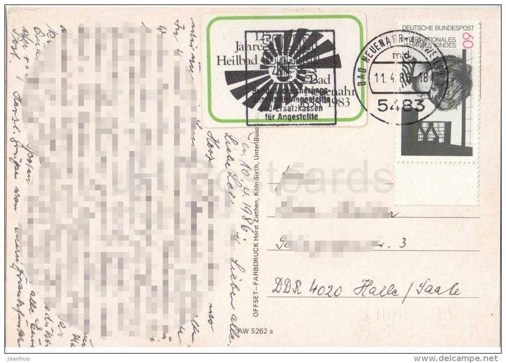 Gruss aus Bad Neuenahr - Kurklinik Jürich - Kurgarten - Kurhaus - AW 5262 - Germany - 1983 gelaufen - JH Postcards