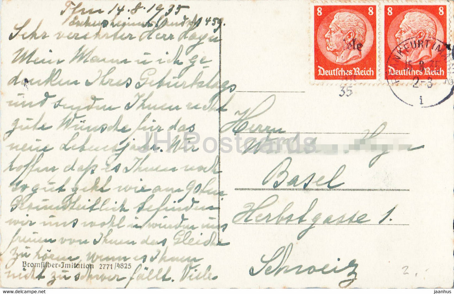 Frankfurt am Main - Eiserner Steg mit Mainkai - 1935 - old postcard - Germany - used