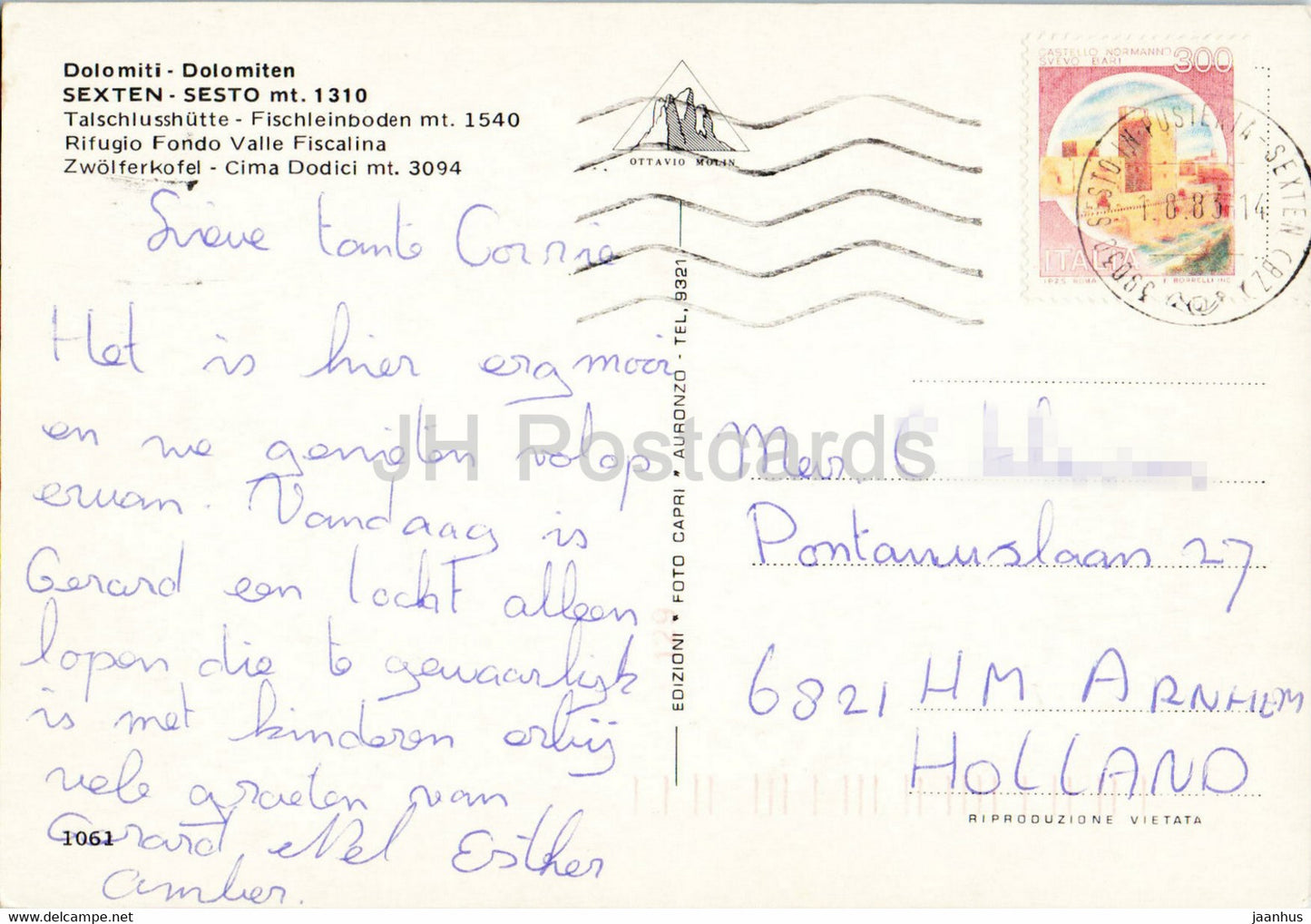 Dolomiti - Sexten - Sexten - Talschlusshütte Fischleinboden - Rifugio Fondo Valle Fiscalina - 1061 - 1983 - Italien - gebraucht