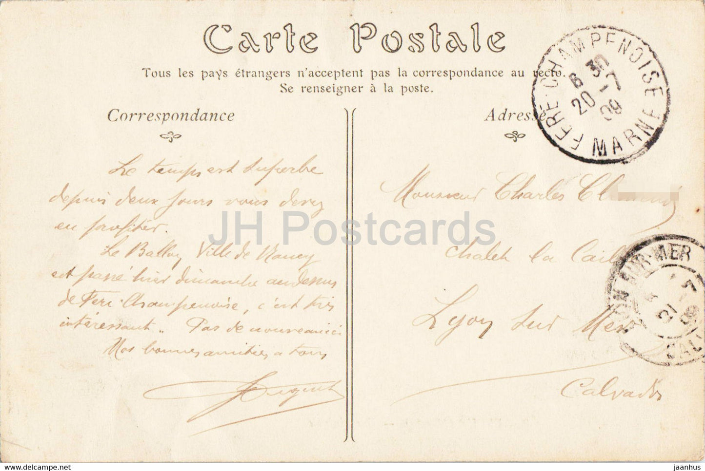 Barfleur - Vue Générale - 221 - carte postale ancienne - 1909 - France - occasion